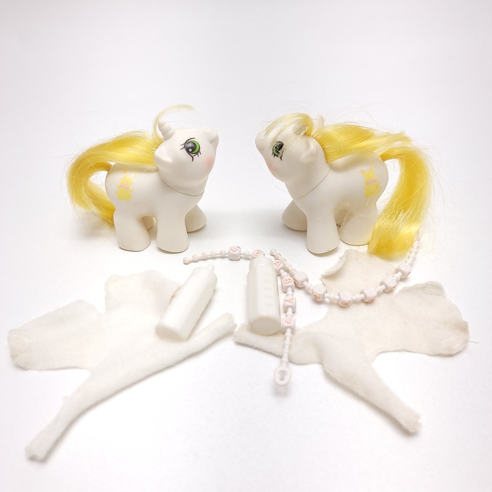 Vintage 1987 Hasbro My Little Pony G1 Baby Newborn 'Rattles & Tattles' Unicorn